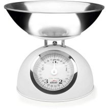 Balance Mécanique Rétro Blanche Avec Plateau En Inox - Portée 5 Kg