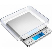 Balance de Précision 500g/0.01g avec Fonction Tare et Compte - Écran lcd Rétroéclairé (Argent)
