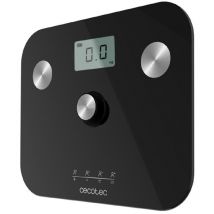 Cecotec Pèse-personne avec bouton-poussoir EcoPower 10100 Full Healthy Black. Surface en verre trempé très sécurisée et capteurs de précision, Grand