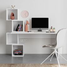 Homemania - Decortie Balance Modern Desk With Shelves - White - White