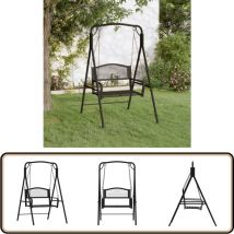Balancelle 124 cm Noir Acier - Balancelle Jardin - Chaise Suspendue - Banc Jardin - Mobilier De Jardin - Meubles Exterieur