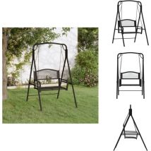 Balancelle 124 cm Noir Acier - Balancelle Jardin - Chaise Suspendue - Banc Jardin - Mobilier De Jardin - Meubles Exterieur