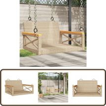 Balancelle beige 63x62x40 cm résine tressée - Balancelle Jardin - Chaise Suspendue - Fauteuil Extérieur - Mobilier De Jardin - Relax