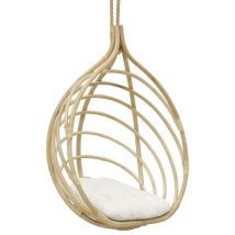 Mobilibrico - Fauteuil suspendu en rotin naturel + coussin