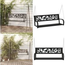 Balancelle de jardin 125 cm Acier et plastique Noir - Balancelle De Jardin - Banc Suspendue - Chaise Extérieure - Mobilier De Jardin - Banc Pour
