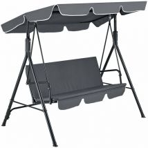 Balancelle de jardin 3 places charge max. 270 kg 172 x 112 x 152 cm gris foncé