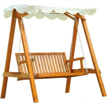 MH - Balancelle de jardin davy bois et crème
