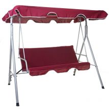 Balancelle HHG-831, balançoire de suspension pour jardin, banc, 3 places, toit réglable 197x185cm, bordeaux