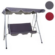 Mendler - Balancelle HWC-D61, balançoire de suspension pour jardin, banc, 3 places, toit réglable 197x185cm - bordeaux