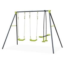 Sweeek - Balançoire 3 agrès - Tramontane - Portique avec 2 balançoires et 1 face à face. balancoire 195cm de hauteur