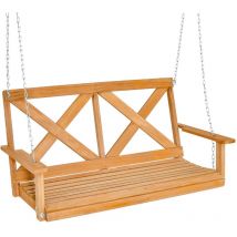 Helloshop26 - Balançoire banc de jardin 134 cm pour porche 2 personnes balancelle de jardin en bois massif avec chaînes réglables balançoire