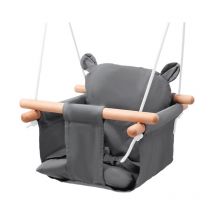 Tonchean - Balancoire Bebe, Siège de Balançoire, Balancoire Bebe Exterieur en Bois et Tissu, Cordes Réglables, Siege Bebe Balancoire pour Jardin