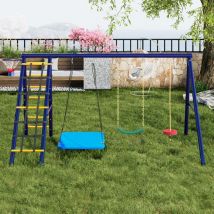 Balançoire d'extérieur 3 en 1, 3 balançoires + portique + panier de basket, balançoire suspendue, balançoire à ceinture, balançoire à corde
