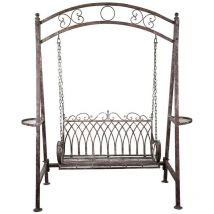 Biscottini - Balançoire en fer forgé Balancement de jardin 2 places Banc en fer Banc Balançoire en fer L198xPR100xH220 cm
