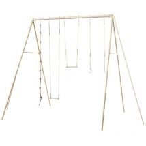 Portique adulte baxter 3,50 m - anneaux + 1 trapèze + 1 balançoire + 1 corde à nœuds - Trigano