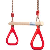 Balançoire et portique,Balançoire en bois trapèze avec anneaux de gymnastique Aire de jeux pour enfants Jeu de toboggans Jardin extérieur