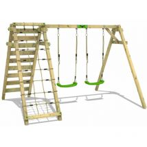 Fatmoose - Portique balançoire Aire de jeux JollyJungle avec Portique bois pour enfants - pommevert