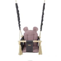 Balançoire bébé - balançoire bébé - avec oreilles - max 20 kg - gris, rose clair