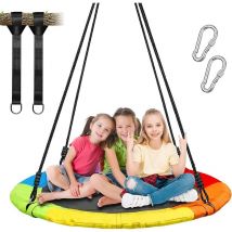 Freosen - Balançoire Nid d'Oiseaux Ronde 101cm en Tissu Oxford Balançoire Suspendue d'extérieur Cordes réglables
