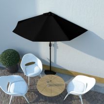 Parasol de balcon avec mât en aluminium Noir 270x135x245cm Demi