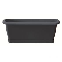 Properplast Giardiniere ruffy con supporto in plastica in colore antracite 49 x 18.4 x 14.5 (alto) cm - Antracite