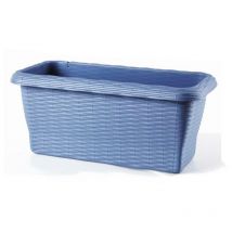 Bama - Balconetta vaso fioriera rettangolare paglia in plastica cm 40x20x17,5h colore: blue