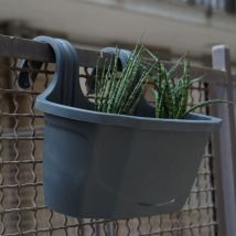 Balconiera Vaso da Ringhiera per Balcone con 2 Ganci 5.5lt Colore Grigio