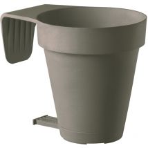 Balconiera vaso e-smart Ø20xh20 cm en résine avec soucoupe et espaceur LightGray - LightGray