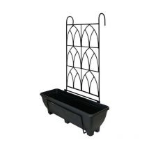 Garden Pride - Balcony/Fence Holder - Decorative Trellis Back Planter Holder - Teracotta