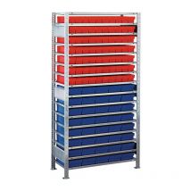 Schulte - Estante a presión H2000xW1000xD400mm estante adicional 16 estantes 70xL 400mm rojo / 40xL 400mm azul