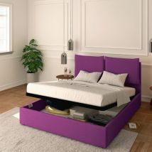 Baldiflex Letto Contenitore Matrimoniale 160x200 Licia in Tessuto con Rete a Doghe colore Fucsia