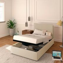 Baldiflex Letto Contenitore Piazza e mezzo 120x190 Licia in Tessuto con Rete a Doghe colore Beige