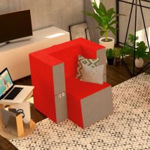 Poltrona Morbida Convertibile in Pouf color Rosso Cardinale Praticha - Baldiflex