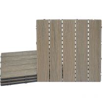 Baldosa de wpc HHG-167, aspecto madera balcón/terraza, estructura 3D lineal, marrón claro, 4x 50x50cm c/u = 1m2