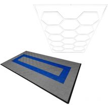 Baldosas Polipropileno (120un) + bordes + luz led hexagonal gris (90) y azul (30) Interconectables 19.2 m2 Antideslizante-Resistente al Clima 14