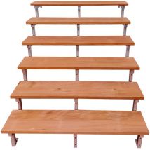 Vinuovo - bali Gartentreppe Stahl H105cm - 6 Bankirai Hartholz Stufen B120cm