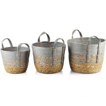 Bali Set mit 3 Körben 33x33xH:26/28x28xH:23/23x23xH:20cm