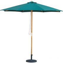 Out&out Original - Mint Essentials Bali - Wooden Parasol - 2.95m - Hunter Green Weatherproof Fabric