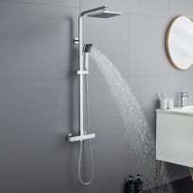 Auralum Colonne de Douche Thermostatique Réglable en Hauteur Ensemble de Douche Avec Tête de Douche Carré de 10 Pouces, Système de Douche Corps en
