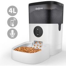 Alex Distributeurs automatiques 4L pour Chats & Chiens Distributeur d'aliments secs Intelligent WiFi 2.4G Fonction d'enregistrement 10s et contrôle