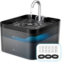 Fontaine pour chat, filtration multiple 2,2 l, 2 modes de débit d'eau, Avec 6 filtres+3 filet éponge Noir - Balimo