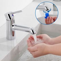 Auralum Mitigeur lavabo Chromé Robinet de Salle Bain avec Barboteur démontable, Robinet de Lavabo Monocommande, Réglable à Chaud et à Froid
