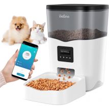 Balimo - 3L, 2.4G WiFi, Distributeur Croquettes Chats et Chiens, Automatique avec Minuterie et télécommande app Max, 1-10 Repas par Jour, Noir