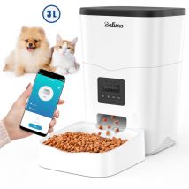 3L WIFI-Handy-Fernbedienung elektronischer Futterautomat Futterspender automatischer Futternapf für Katzen Hunde Programmierbar 4 Mahlzeiten pro Tag