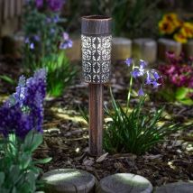 Balise solaire Maroc ajourée aspect bronze en boite de 4