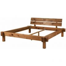 Massivmoebel24 - Balkenbett Zerreiche 140x200 tabacco geölt jangali 320