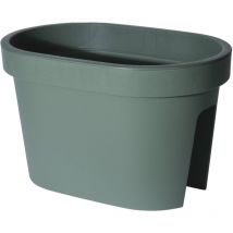 Spetebo - Balkon Geländer Blumentopf oval - waldgrün / 40 cm - Geländer Pflanztopf Blumenkasten zum Einhängen - Blumen Pflanz Kasten Topf zum Hängen