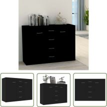 Doc&et² - The Living Store Sideboard Schwarz 88x30x65 cm Holzwerkstoff - Schubladenschrank - Sideboard Schwarz - Wohnzimmer Möbel - Holz Sideboard