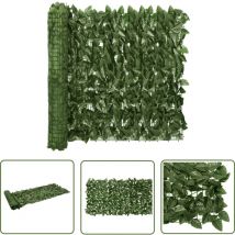 YB - The Living Store Balkon-Sichtschutz mit Dunkelgrünen Blättern 600x75 cm - Balkon Sichtschutz - Gartensichtschutz - Windschutz - uv Schutz