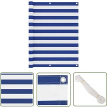 Devenirriche - The Living Store Balkon-Sichtschutz Weiß und Blau 120x500 cm Oxford-Gewebe - Balkon Sichtschutz - Windschutz - Wasserfestes Gewebe